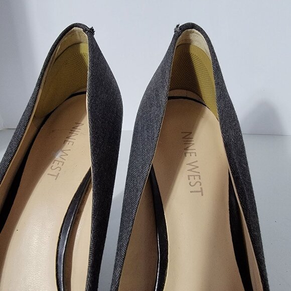 Nine West Womens Size 8 M Stiletto Pumps Dark Gray Hounds Tooth Fabric - Picture 10 of 10